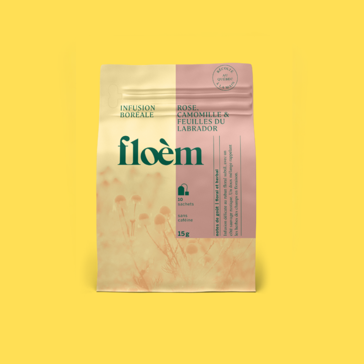 Tisane en sachets - rose, camomille & feuilles du Labrador - 10 sachets (15g)