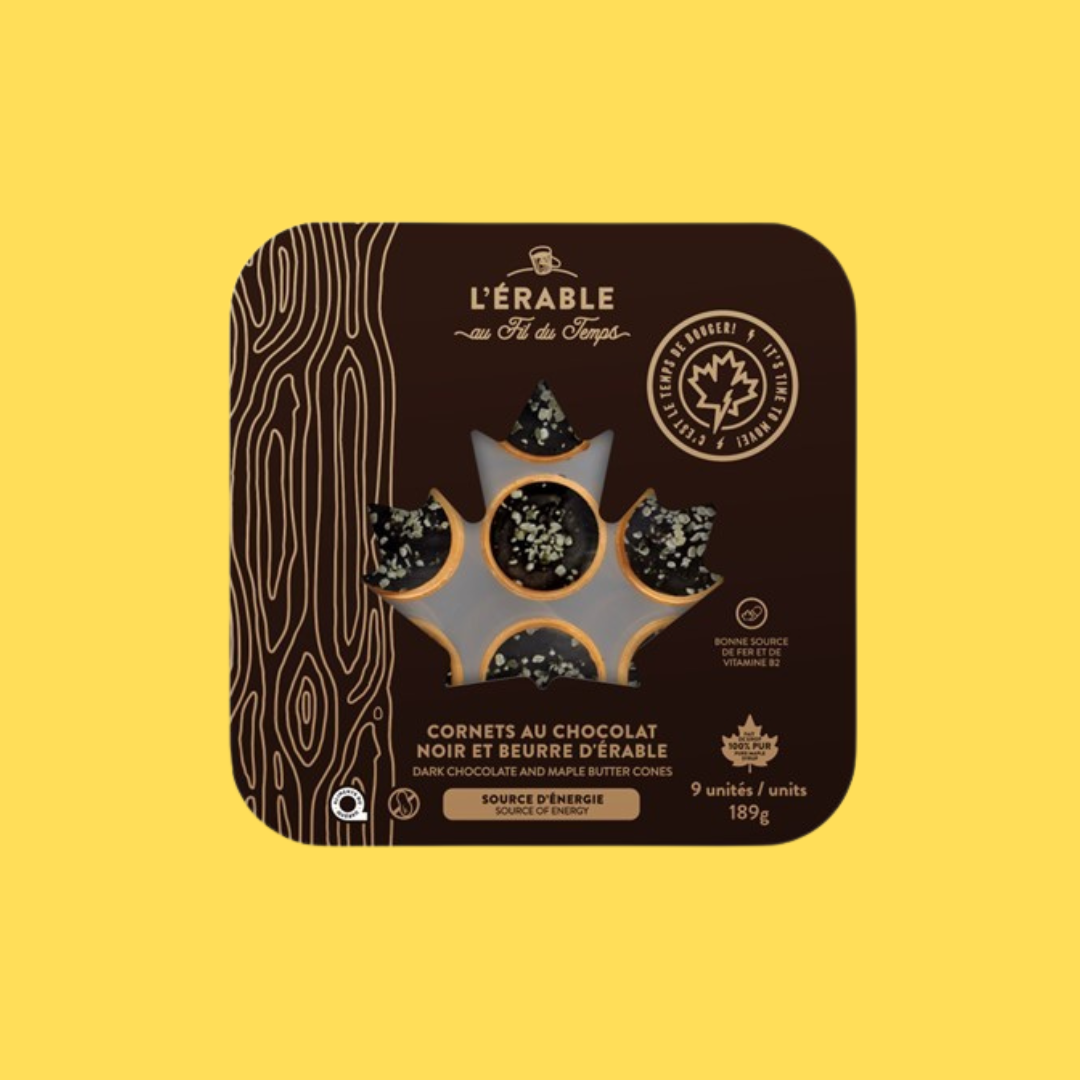 Cornets Chocolat noir et Beurre d'Érable - 1 boîtes de 9 cornets