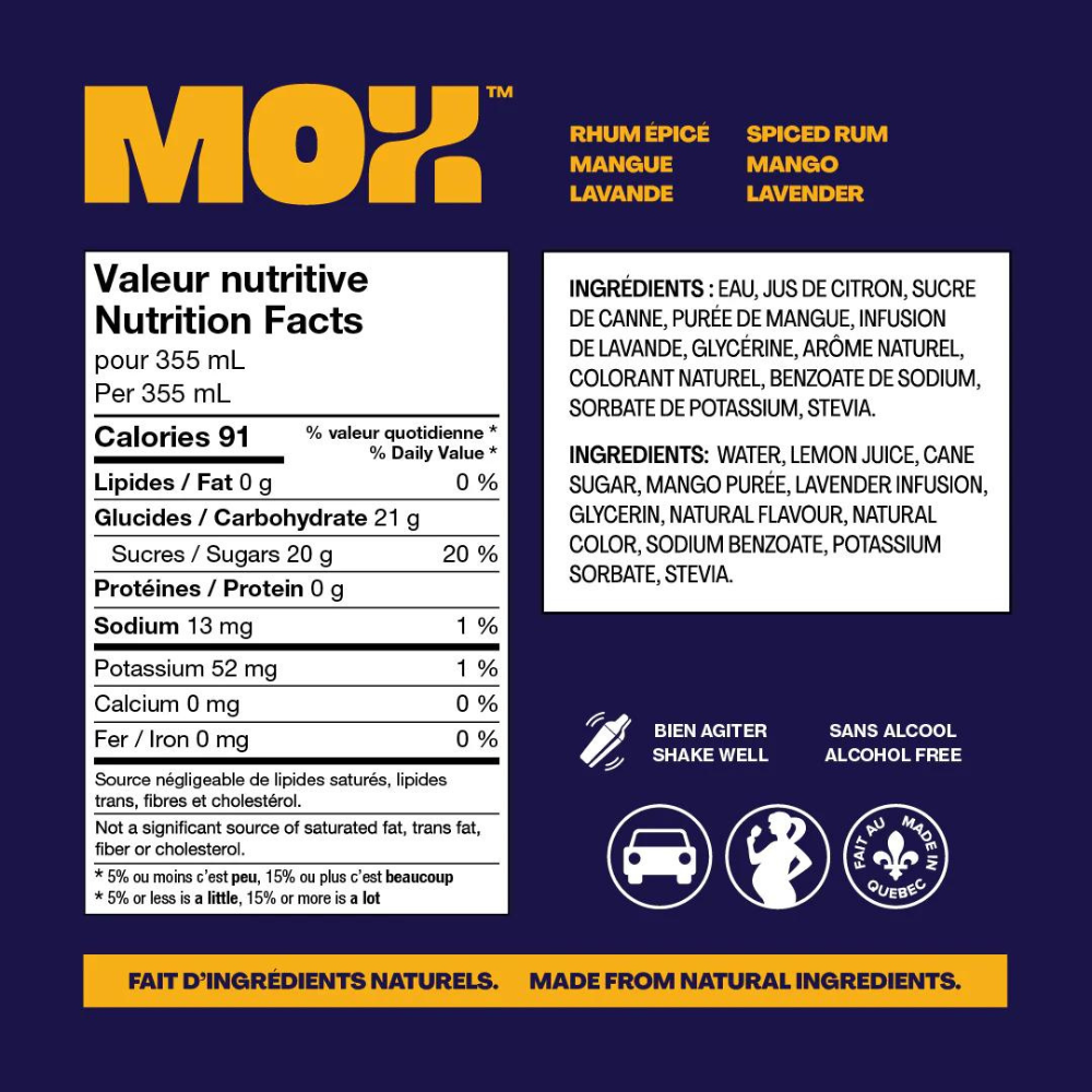 MOX 1 mocktail rhum épicé, mangue et lavande  - 355ml