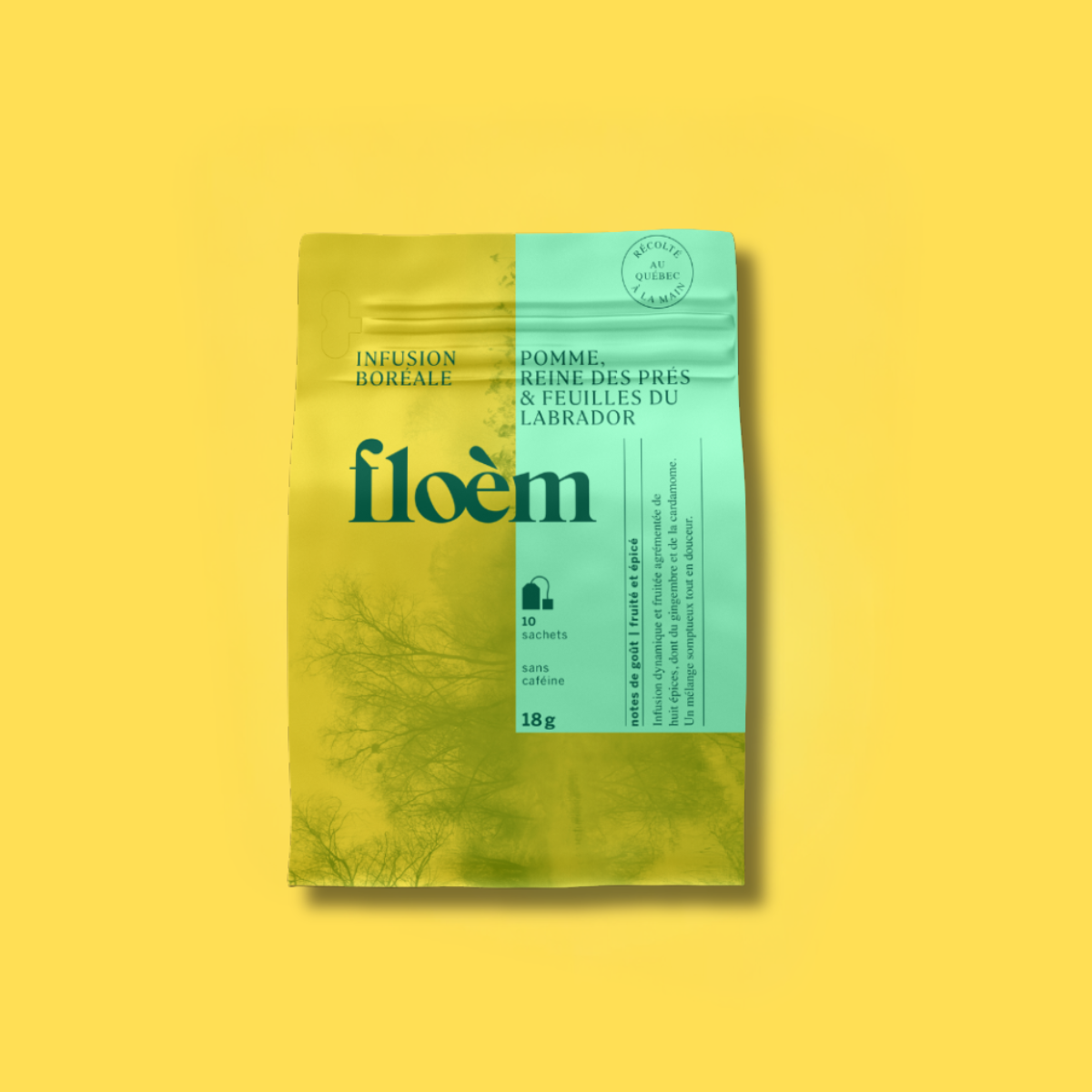 Tisane en sachets - pomme, reine des prés & feuilles du Labrador - 10 sachets (18g)
