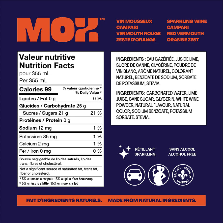 MOX 4 Sparkling Wine, Campari, Red Vermouth, and Orange Zest - 4 x 355ml